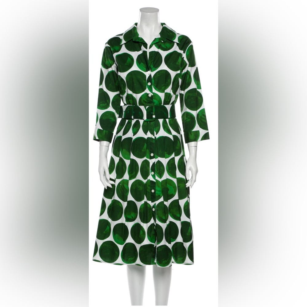 Samantha Sung Green Giant Polka Dot Dress, Size 10